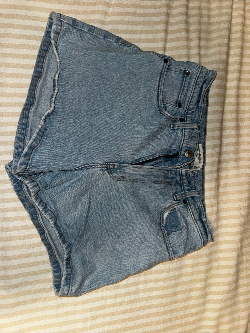 Abercrombie & Fitch Light Blue High-Rise Denim Shorts